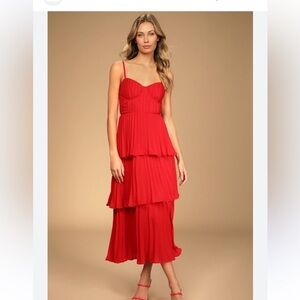 Lulu's Red Tiered corset Dress